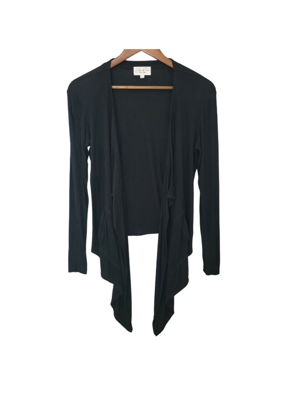 Feel The Piece Terre Jacobs Open Front Drape Cardigan Womens Size XS/S Black